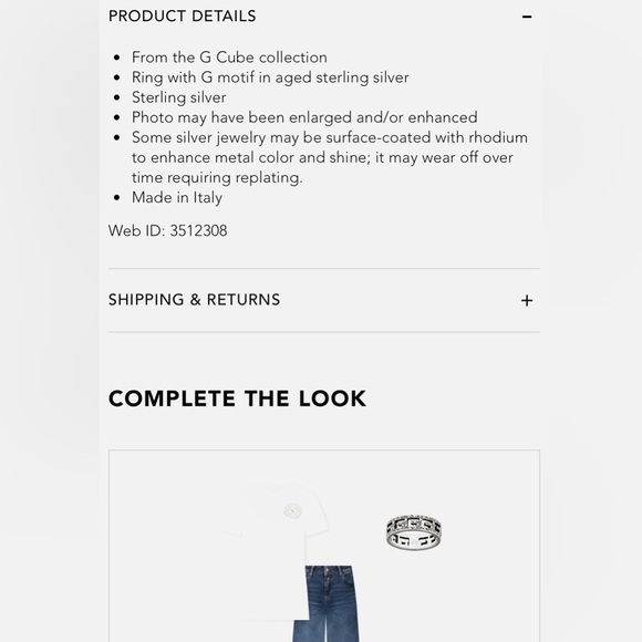 Gucci NWT G Cube Ring Sterling Silver Sz 6 3/4 - Picture 6 of 16